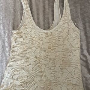 Free People Cream Lace Tank Top